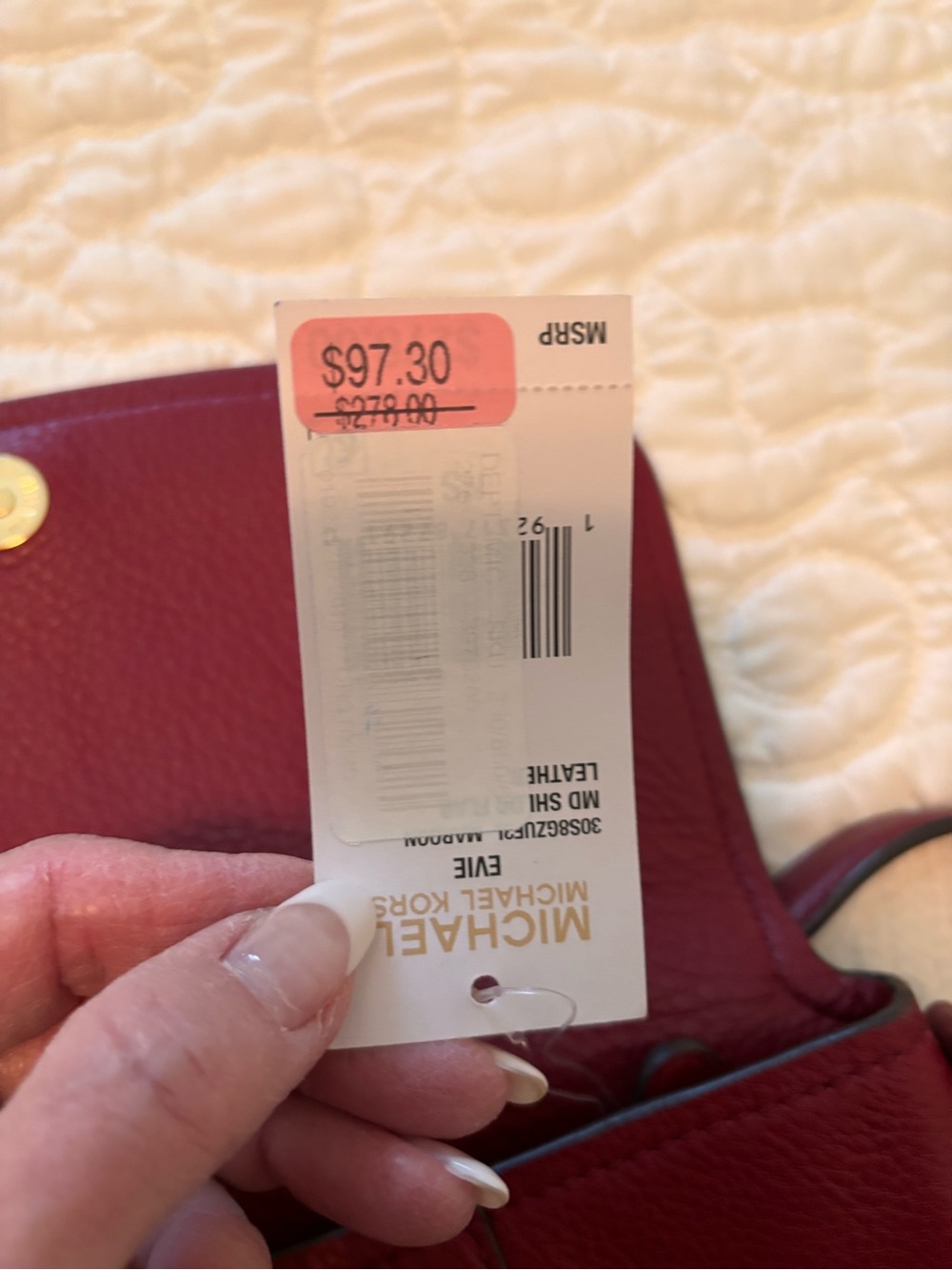Michael Kors Crimson Leather Shoulder Bag with Gold Hardware - Picture 3 of 3